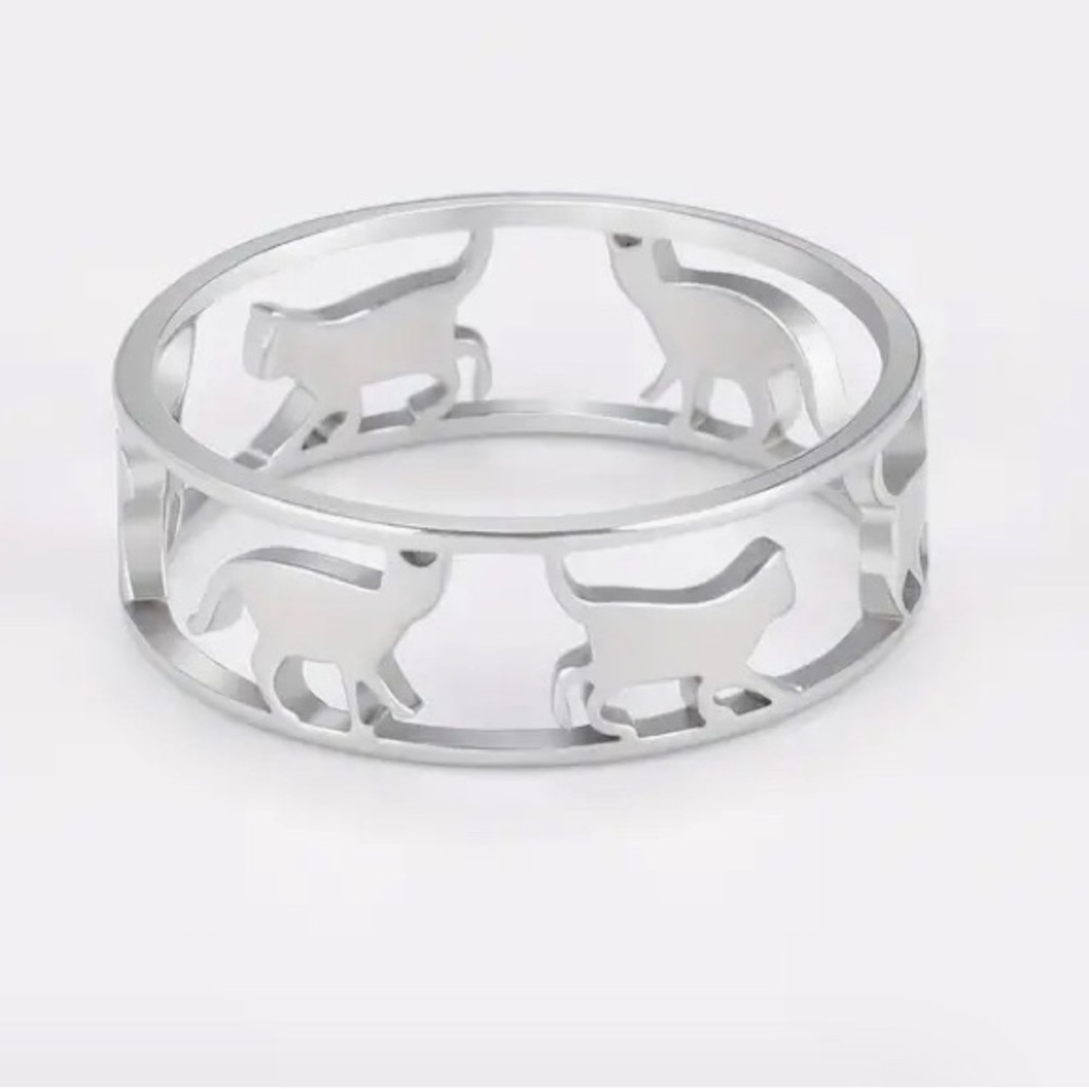 Cat Silhouette Stainless Steel Band Ring